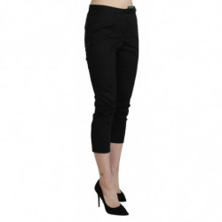 Pantaloni eleganti corti skinny a vita alta neri - IT44-L