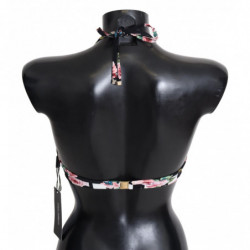 Top bikini da bagno con stampa rosa a righe multicolori - IT1 - XS