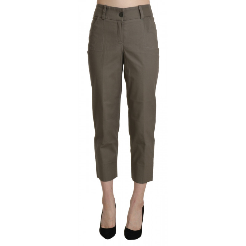 Pantaloni eleganti corti a vita alta grigi - IT46-XL