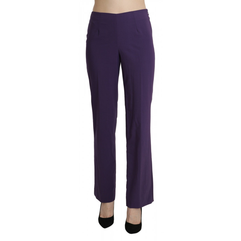 Pantaloni eleganti viola a vita alta dritti - IT42-M