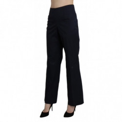 Pantaloni pantaloni eleganti dritti a vita alta blu navy - IT46-XL