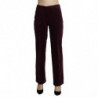 Pantaloni pantaloni dritti vita alta pelle scamosciata viola - IT48