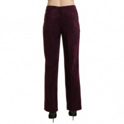 Pantaloni pantaloni dritti vita alta pelle scamosciata viola - IT48