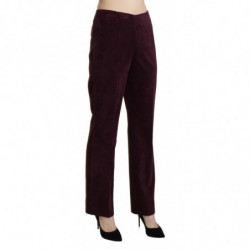 Pantaloni pantaloni dritti vita alta pelle scamosciata viola - IT48