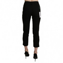 Pantaloni eleganti corti skinny a vita alta neri - IT44-L