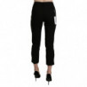 Pantaloni eleganti corti skinny a vita alta neri - IT44-L