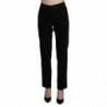Pantaloni casual dritti a vita alta neri - IT50-3XL