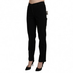 Pantaloni casual dritti a vita alta neri - IT52 - XL