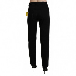 Pantaloni casual dritti a vita alta neri - IT52 - XL