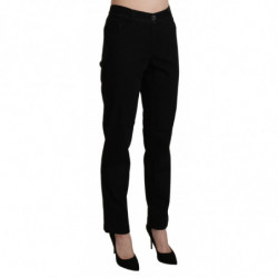 Pantaloni casual dritti a vita alta neri - IT52 - XL