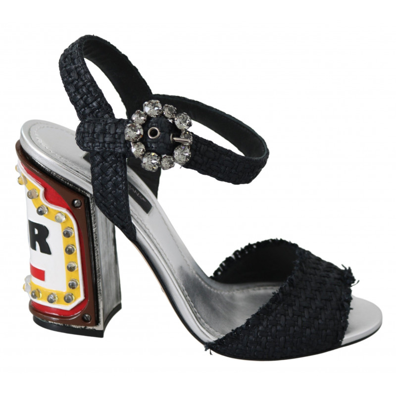 Sandali con luci a LED con cristalli neri - EU36/US5.5