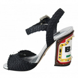 Sandali con luci a LED con cristalli neri - EU36/US5.5
