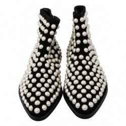 Scarpe stivali con borchie in pelle scamosciata nera - EU39/US8.5