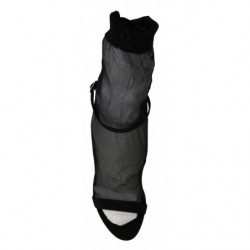 Sandali con tacco a spillo elasticizzati in tulle nero - EU41/US10.5