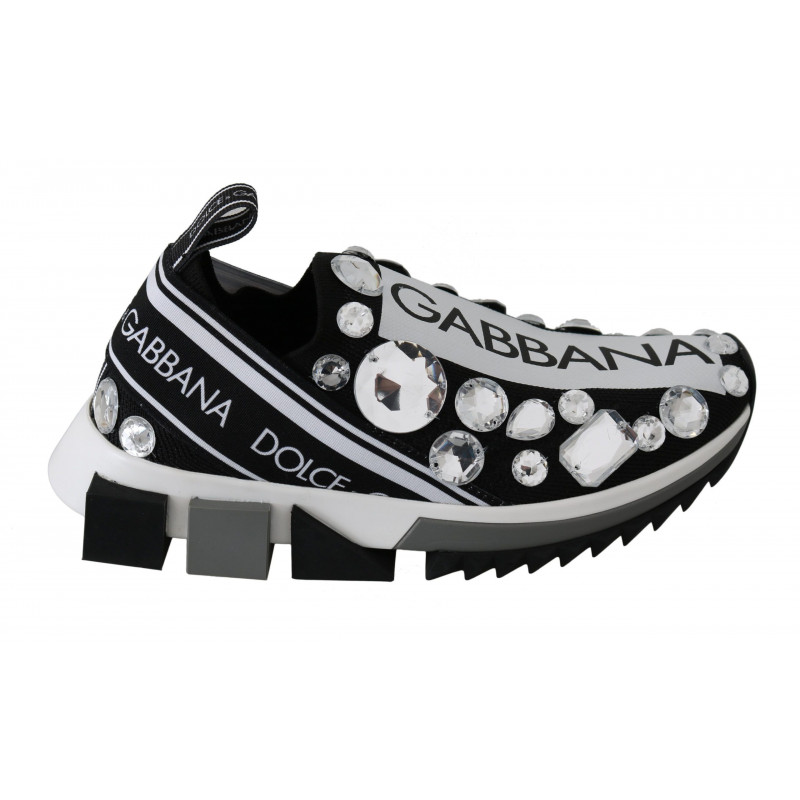Scarpe sneakers da donna in cristallo bianco nero - EU35/US4.5