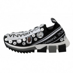 Scarpe sneakers da donna in cristallo bianco nero - EU35/US4.5