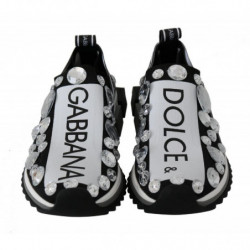 Scarpe sneakers da donna in cristallo bianco nero - EU35/US4.5