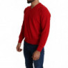 Maglione pullover in felpa di lana con scollo a V rosso - XL