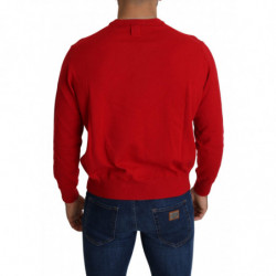 Maglione pullover in felpa di lana con scollo a V rosso - XL