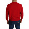 Maglione pullover in felpa di lana con scollo a V rosso - XL