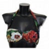 Top bikini da bagno in nylon con stampa floreale nera - IT1 - XS