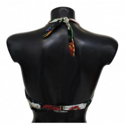 Top bikini da bagno in nylon con stampa floreale nera - IT1 - XS