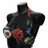 Top bikini da bagno in nylon con stampa floreale nera - IT1 - XS
