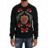 Maglione pistola con rose a cuore di cristallo verde - IT50 - L
