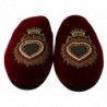 Scarpe ciabatte velluto rosso ricamo cuore sacro - EU39/US6