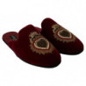 Scarpe ciabatte velluto rosso ricamo cuore sacro - EU39/US6