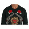 Maglione pistola con rose a cuore di cristallo verde - IT50 - L