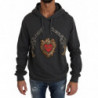 Maglione grigio pistola cuore cristallo rosso cappuccio - IT50 - L