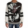 Maglione top pullover chitarra paillettes jazz bianco - IT50 - L