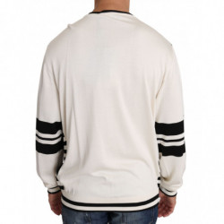 Maglione top pullover chitarra paillettes jazz bianco - IT50 - L