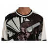 Maglione top pullover chitarra paillettes jazz bianco - IT50 - L