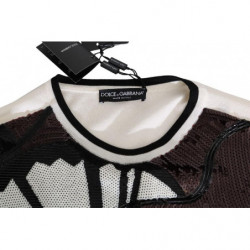 Maglione top pullover chitarra paillettes jazz bianco - IT50 - L