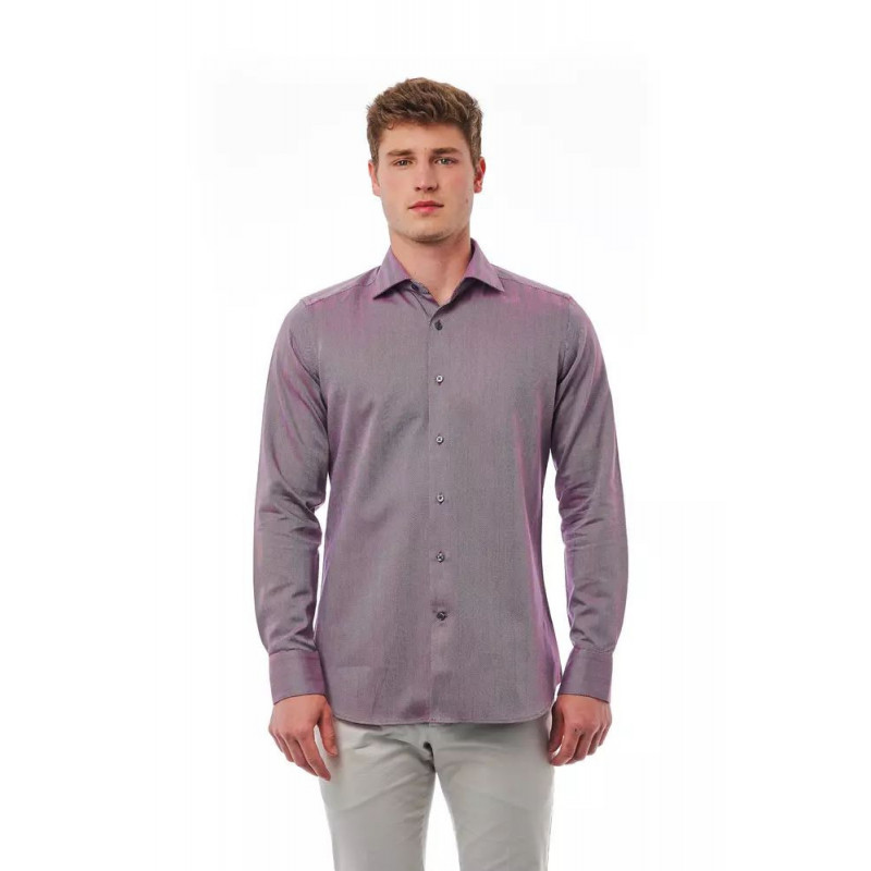 Camicia in cotone bordeaux - L
