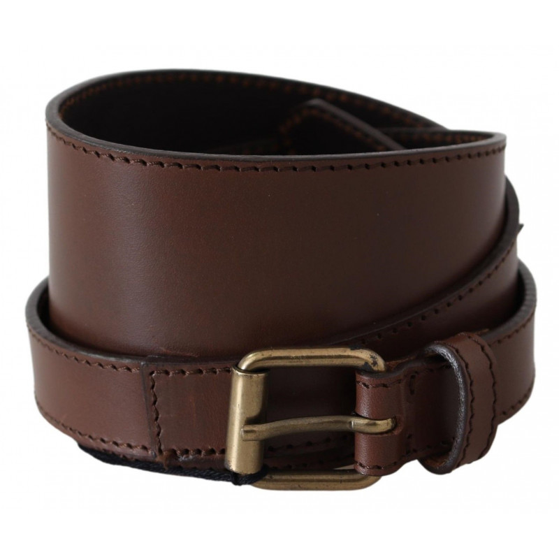 Fibbia metallo dorato rustico pelle marrone larga scura - 100 CM /