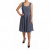 Abito elasticizzato a trapezio in cotone blu a pois - IT44-L