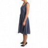 Abito elasticizzato a trapezio in cotone blu a pois - IT44-L