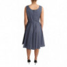 Abito elasticizzato a trapezio in cotone blu a pois - IT44-L