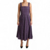 Abito elasticizzato a trapezio in cotone a righe viola - IT42-M