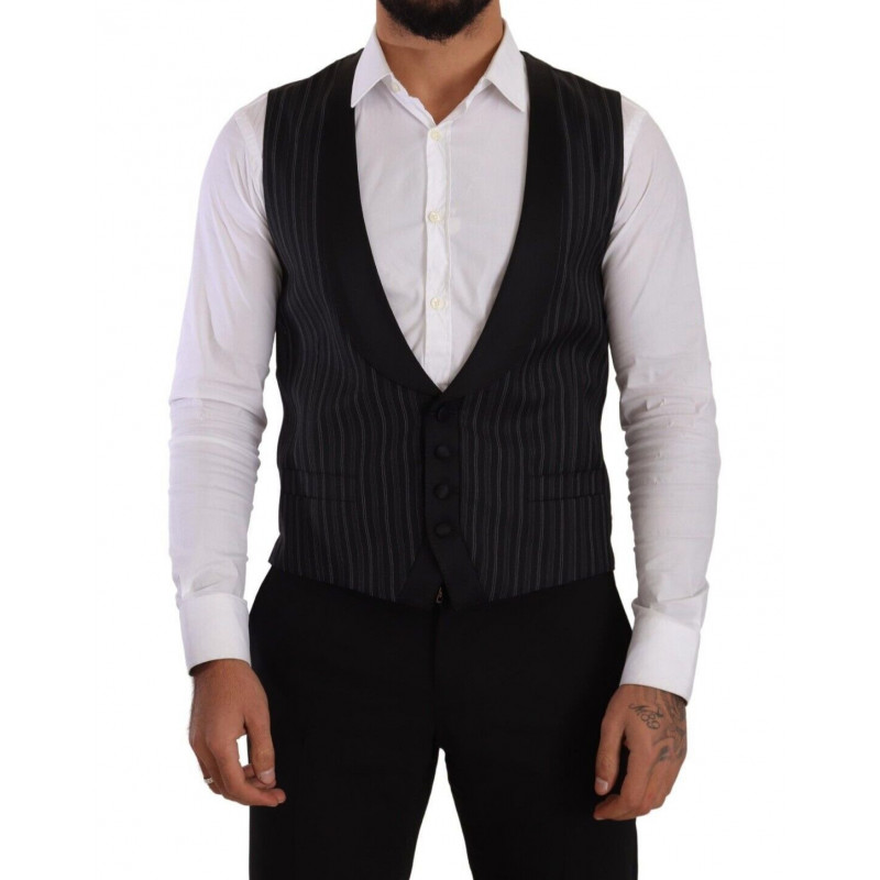 Gilet Gilet In Seta Di Lana A Righe Nere - IT48 - M