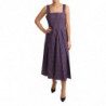 Abito elasticizzato a trapezio in cotone a righe viola - IT42-M