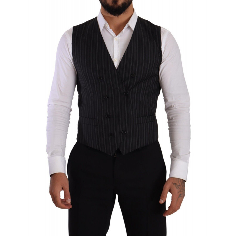 Gilet doppiopetto a righe grigie - IT48 - M