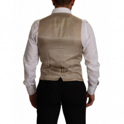 Gilet slim fit in cotone e seta beige - IT48 - M