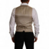 Gilet slim fit in cotone e seta beige - IT48 - M