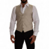 Gilet slim fit in cotone e seta beige - IT48 - M