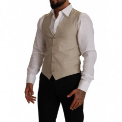 Gilet slim fit in cotone e seta beige - IT48 - M