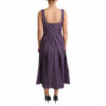 Abito elasticizzato a trapezio in cotone a righe viola - IT42-M